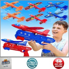 6 Pack LED Airplane Launcher Toys Foam Glider Catapult Plane Kids Outdoor Gift