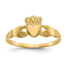 10k Yellow Gold Polished Ladies Claddagh Ring Size 6