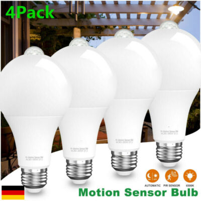 4 * E27 LED Glühbirne Lampe mit Bewegungssensor Bewegungsmelder PIR Sensor Birne