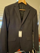 H M Men Dark Gray Skinny Blazer Sport Coat Slim Jacket 38R  New with Tags 129