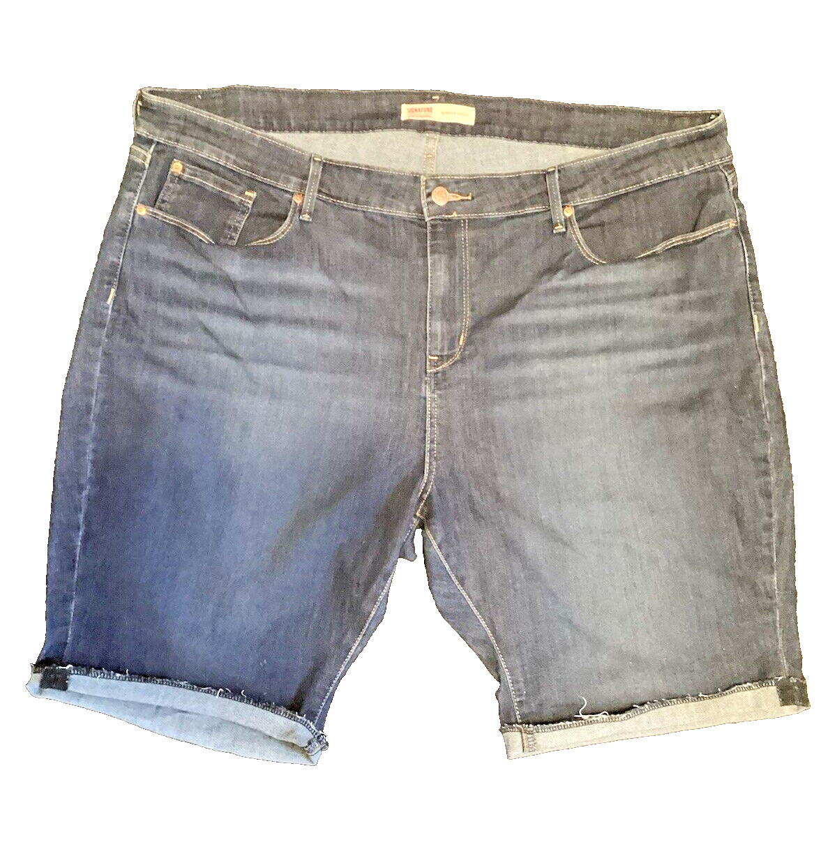 Shorts Levi Strauss Women's 22 Signature Bermuda Dark Wash Denim Jean Cuffed-image