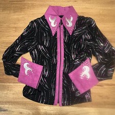 Pleasure horse show Horsemanship equestrian shirt medium purple silver sparkle