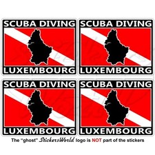 LUXEMBOURG SCUBA DIVING Flag-Map Shape Rectangular Vinyl Stickers Decals 50mm x4