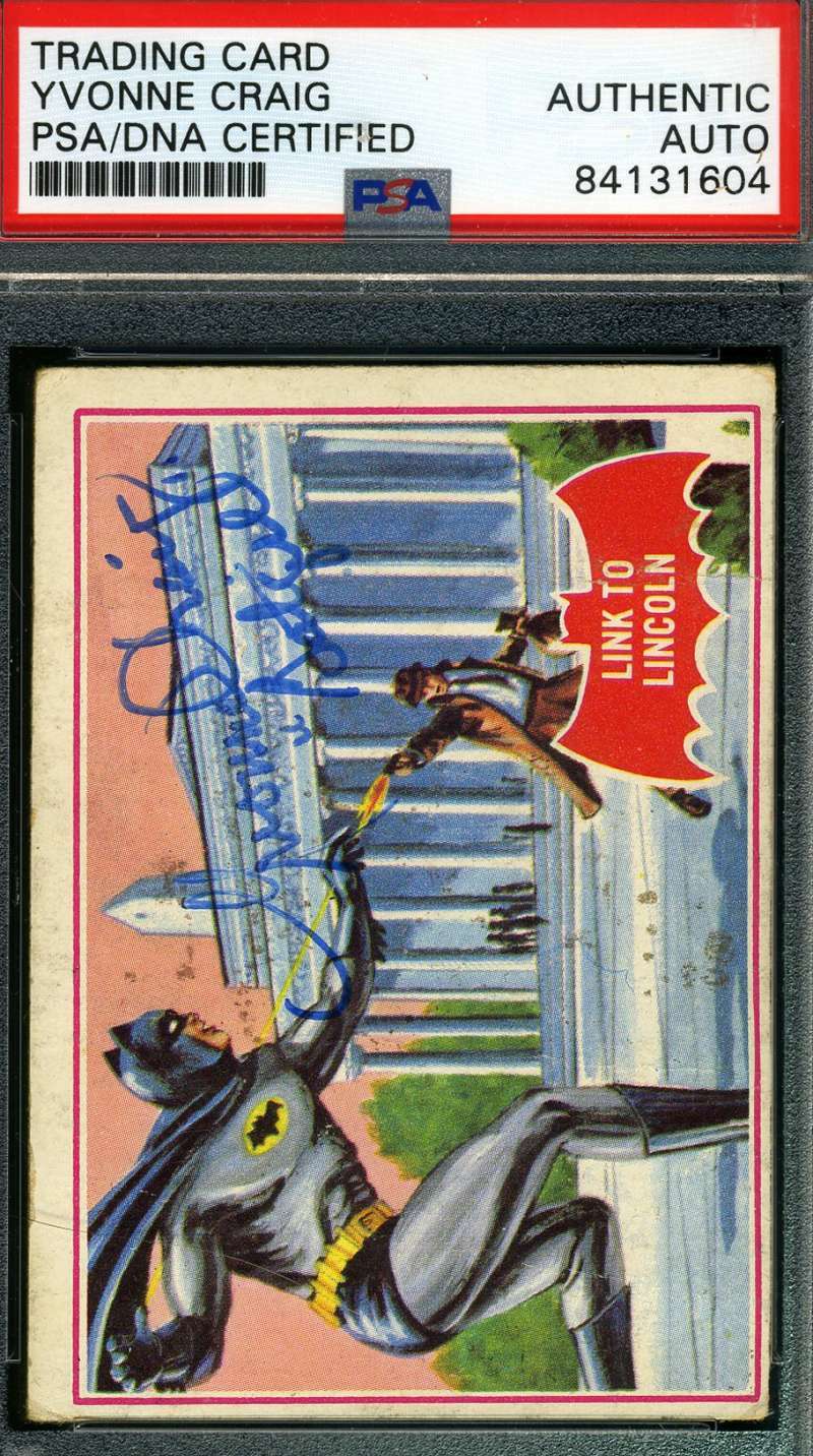 Yvonne Craig Psa Dna Coa Hand Signed 1966 Batman Card #17a Autograph