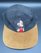 Vintage Disney Mickey Unlimited Mickey Mouse Embroidered Leather Suede Brim Hat