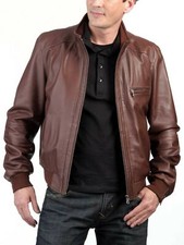 Veste en cuir pour hommes Zayn blouson bomber manteau en cuir véritable d'agn...