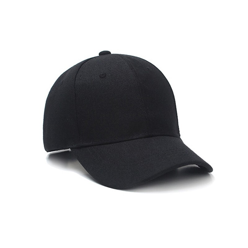 Black Cotton Baseball Cap for Men & Women - Plain Solid Adjustable Hat-image