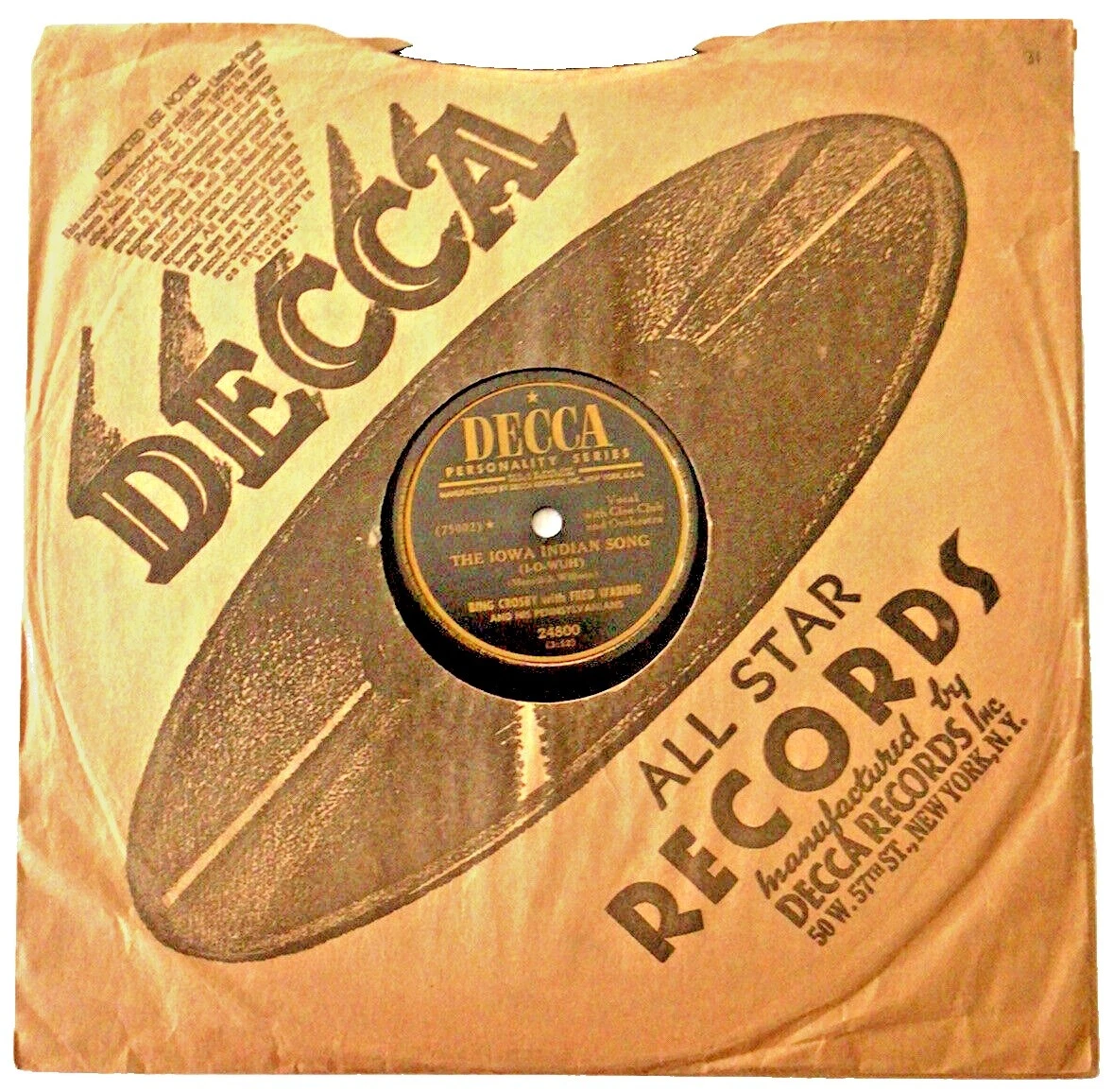 Bing Crosby 78 RPM Music Records