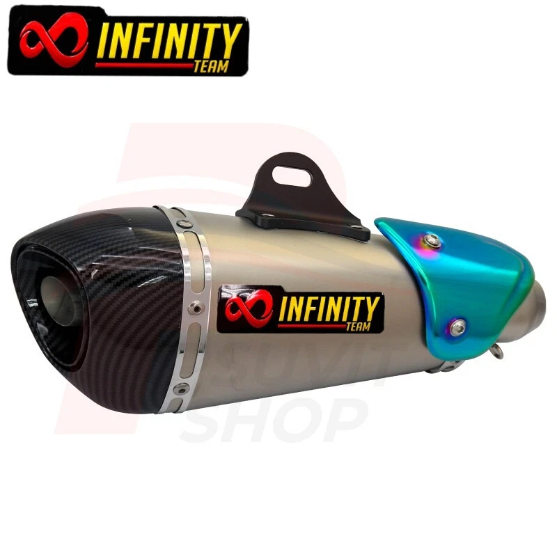 Silenciador de escape universal tubo de escape 2" titanio/arco iris/carbono INFINITO Foto 3 de 4