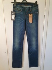 Costume CNC National Designer donna blu jeans gamba dritta taglia 25 vita 28" 