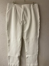 Chicos Capri Pants Size 1 Small White Stretch Cropped Slit Pockets