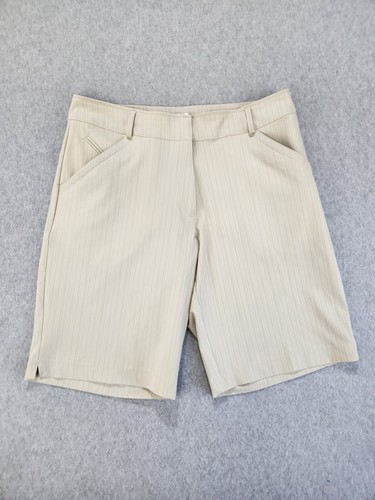 Nike Golf Dri Fit Flat Front Shorts Beige w/ Stripes Women's Size 10 Medium