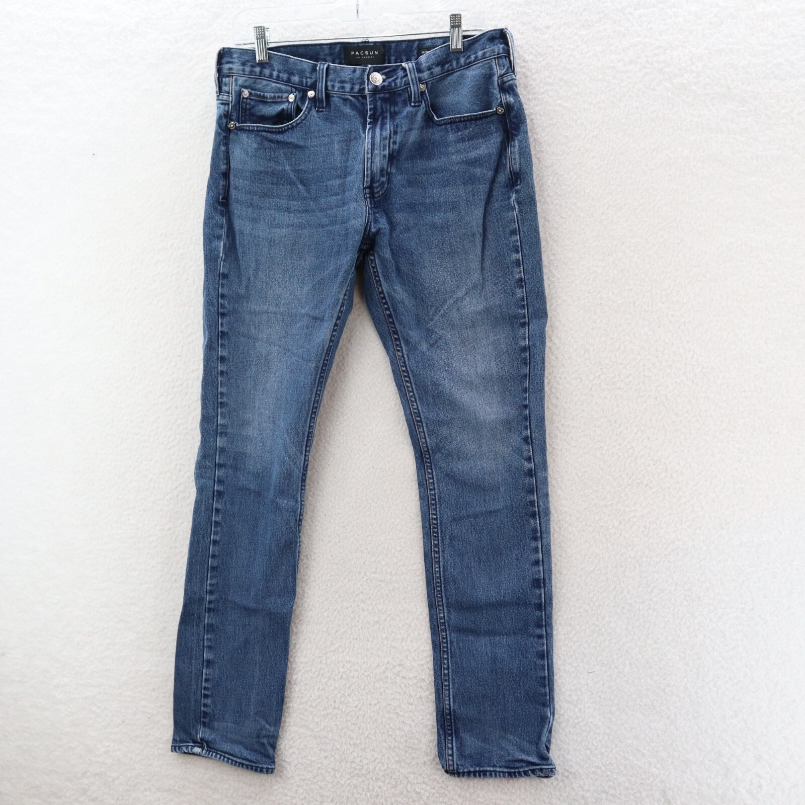 Pacsun Mens 32x32 Blue Skinny Jeans Medium Wash Mid Rise Grunge Style
