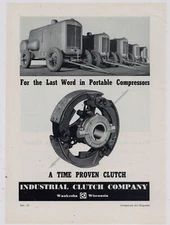 1939 Industrial Clutch Co. Ad: Ingersoll Rand Portable Compressors Pictured