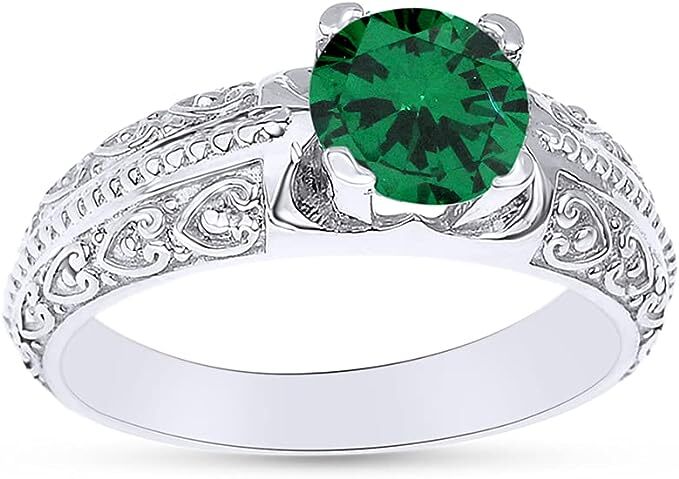 Solitaire Simulated Birthstone Ring in 925 Sterling Silver with Round Cut-image