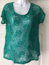Womens Unbranded Green Lace Short Sleeve Top - Free Shipping