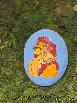Hand Painted Disney Lion King River Rock Weather resistant 
