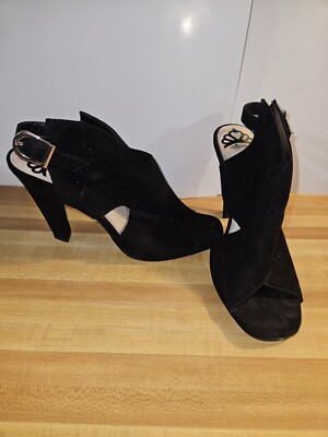 FERGALICIOUS By Fergie Black Peep Toe Heels Cristy Size 8.5