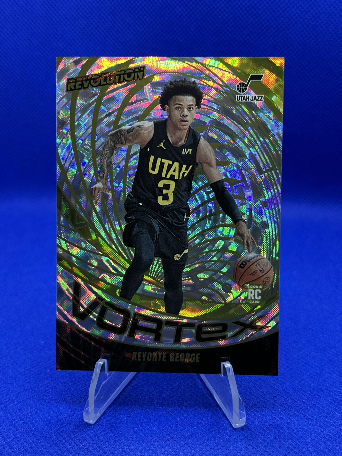 2023-24 REVOLUTION KEYONTE GEORGE JAZZ VORTEX FRACTAL SP ROOKIE CARD RC #20