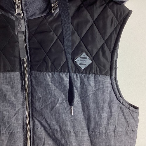 Mossimo Men’s Puffer Vest Black Grey Size XS With Removable Hood - Chest 40 Inch - Picture 4 of 10