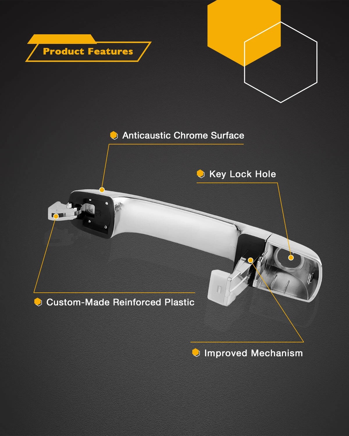 Exterior Door Handle Front Left Driver Side Fits 2007-12 Hyundai Veracruz Chrome