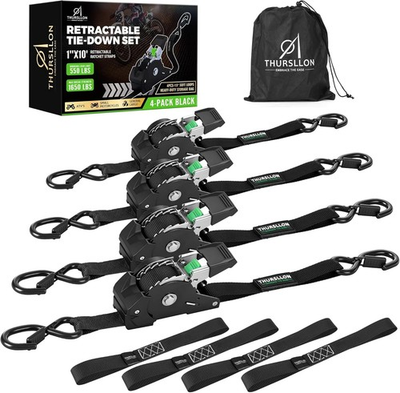 #ad Rhino USA Retractable Ratchet Straps 4 Pack 1 Inch x 10 Feet 1650lb Break $59.99