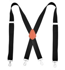 Mens Suspender Heavy Duty X-Back 1.4 Inch Solid Color Adjustable Braces with ...