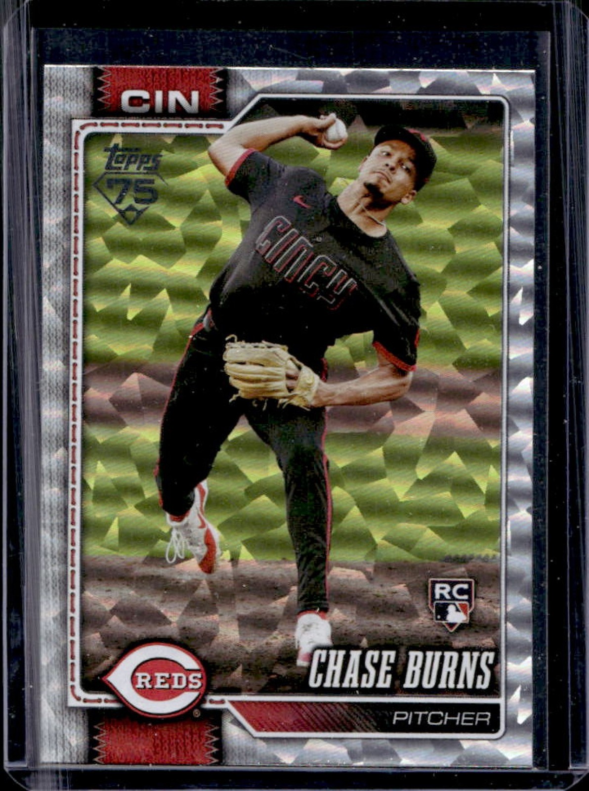 2026 Topps Chase Burns RC Silver Crackleboard Foil Board Rookie #312 Reds
