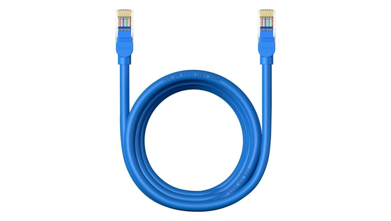 Кабель Ethernet Baseus High Speed Cat 6 RJ-45 1000 Мбитс 3 м окронгли - небески 3090₽