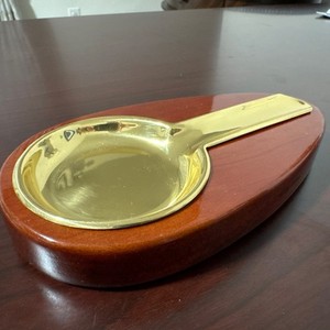Vintage Piquadro Nikolai Ashtray Cigar Bowl Leather Gold Brass Bowl Smoke Italy