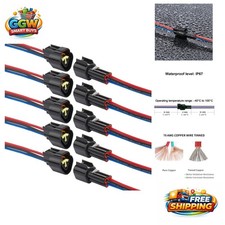 16AWG 3 Pin Waterproof Connectors for Automotive  Marine - 5 Pack, Rated