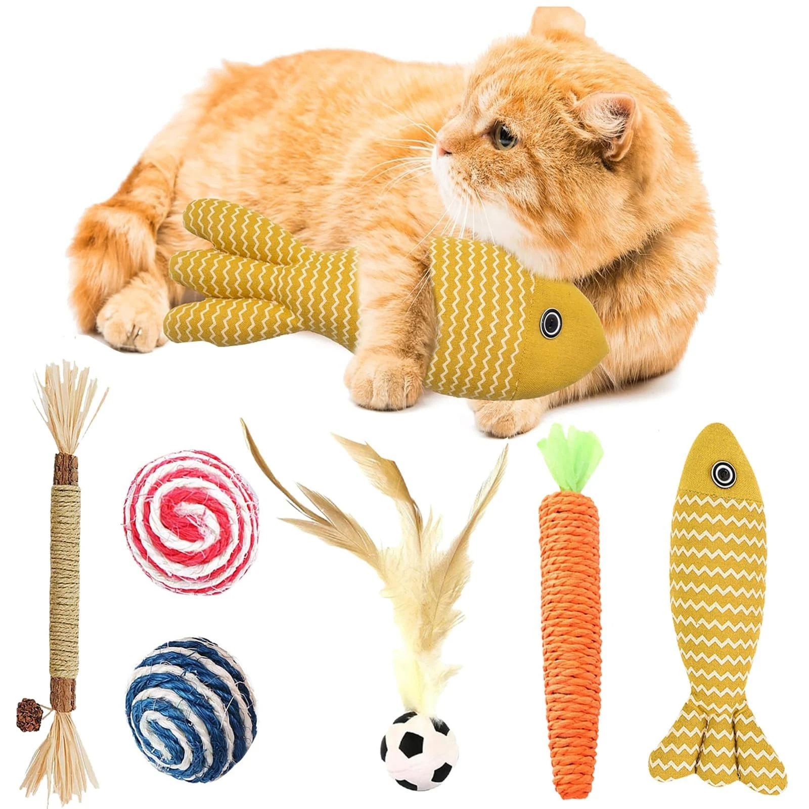 6-Pack Interactive Cat Toys with Catnip & Silvervine Sticks for Indoor Kittens