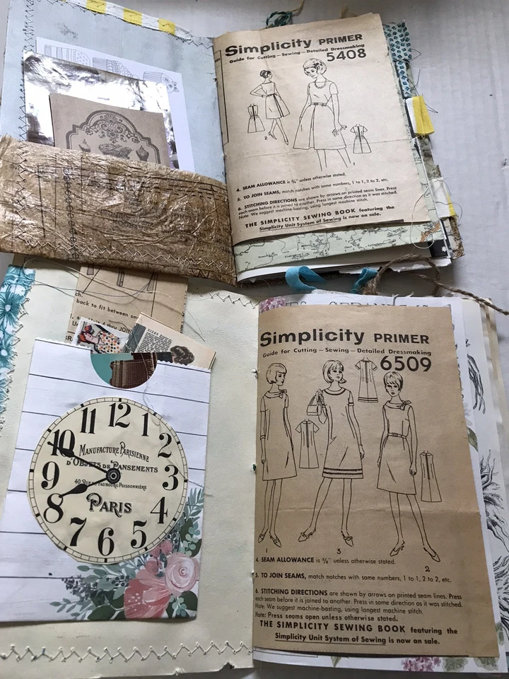 DOS patrones de vestidos de dama vintage alterados JUNK JOURNALS firma única efímera Foto 3 de 4