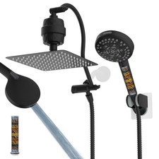 All Metal 10'' Dual Filtered Rainfall Shower Head Combo, High Pressure Handhe...