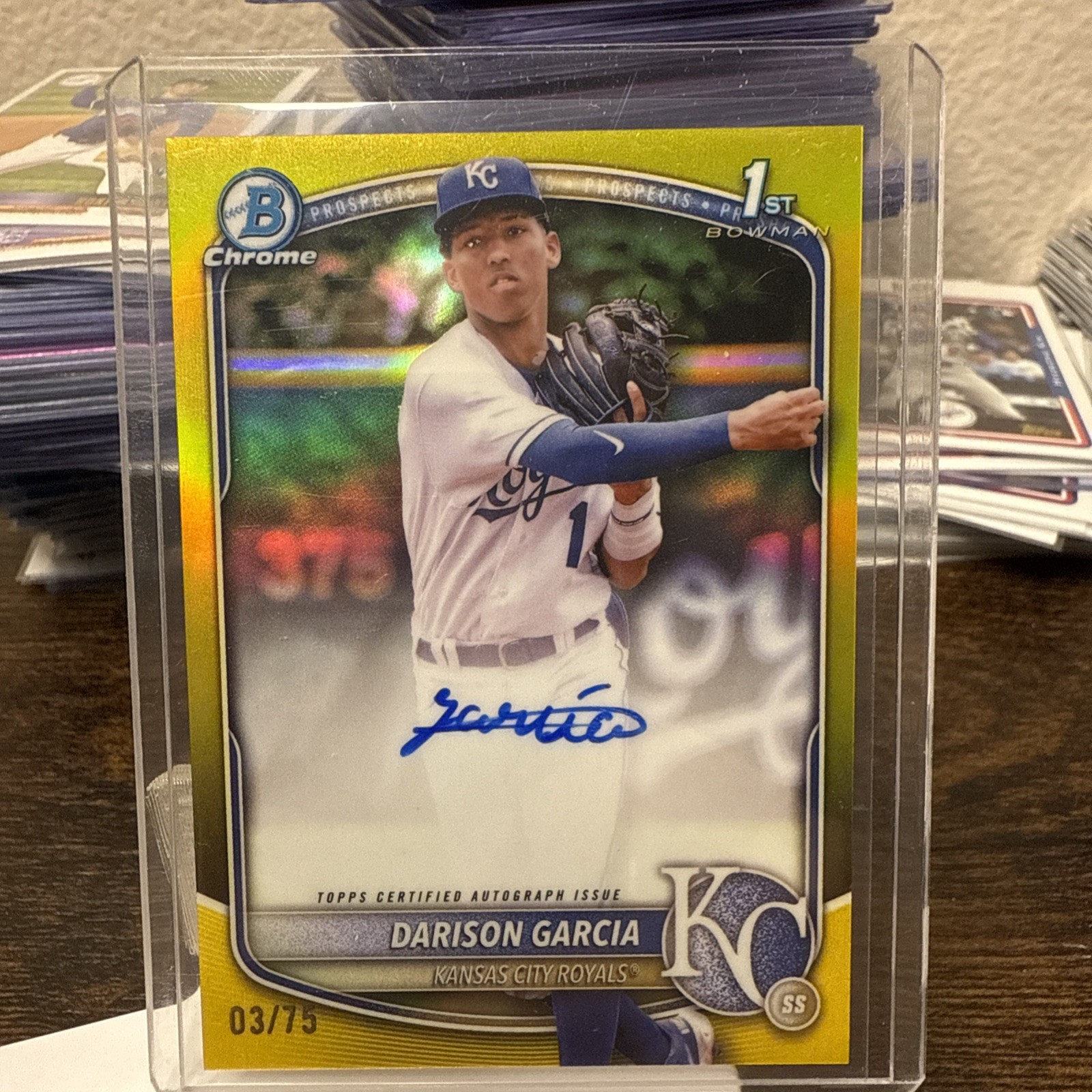 2025 Bowman Chrome Darison Garcia True Yellow Auto /75 #CPA-DG 1st Bowman