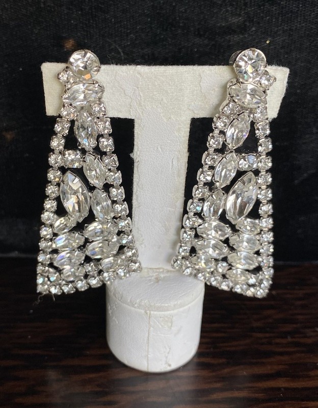 FANTASY OF JEWELS Clip/screw Back Rhinestone Earrings Large