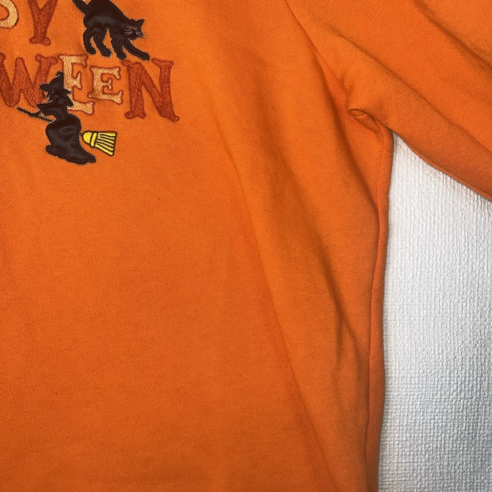 Suéter Pullover Naranja Feliz Halloween Ediciones Vacacionales De Colección Para Mujer Talla 2X Foto 4 de 4
