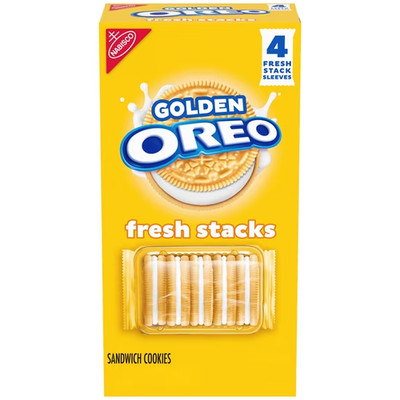 OREO Fresh Stacks Golden Sandwich Cookies, Travel Snacks, 8.05 oz (4 Multi Snack