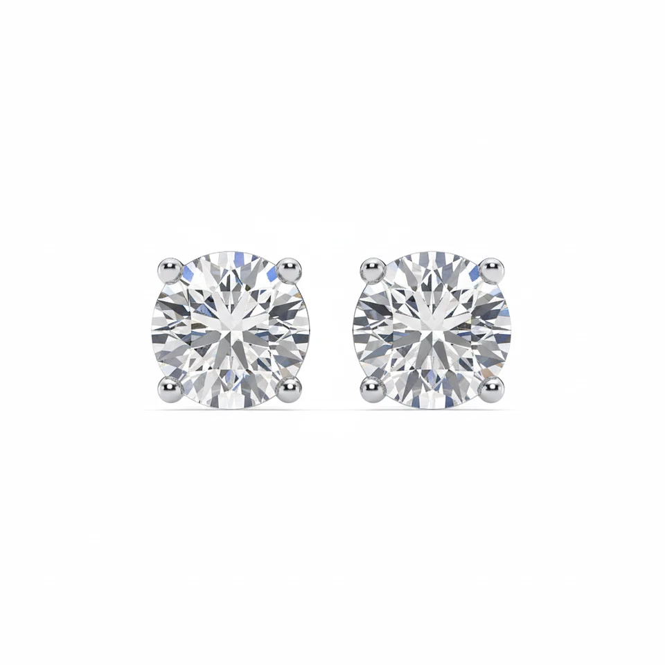 2.00 Carat D VVS2 Lab Grown Diamond Studs 14K White Gold Push Backs IGI - Image 3 of 4