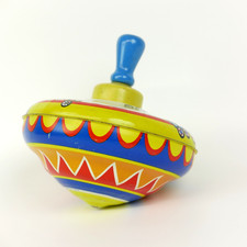 Vintage Ohio Art Tin Litho Spinning Top Toy Circus Train Metal 1950s WORKS