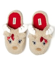 Dearfoams Unisex Cozy Comfort Holiday Novelty Slippers, Memory Foam Color Tan