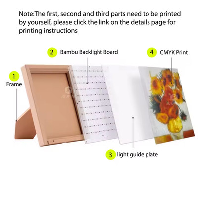 LED Lithophane Backlight Board for Bambu Lab 3D Printers, USB PCB Light Panel