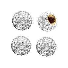 Bling Car Tire Valve Stem Caps, 4PCS Crystal Rhinestone Dustproof Vehicle White