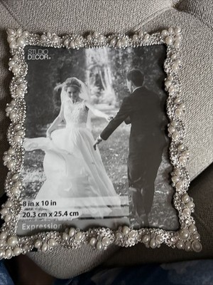 Studio Decor FauxPearl & Crystal Wedding Bridal Tabletop 8x10Photo Picture Frame