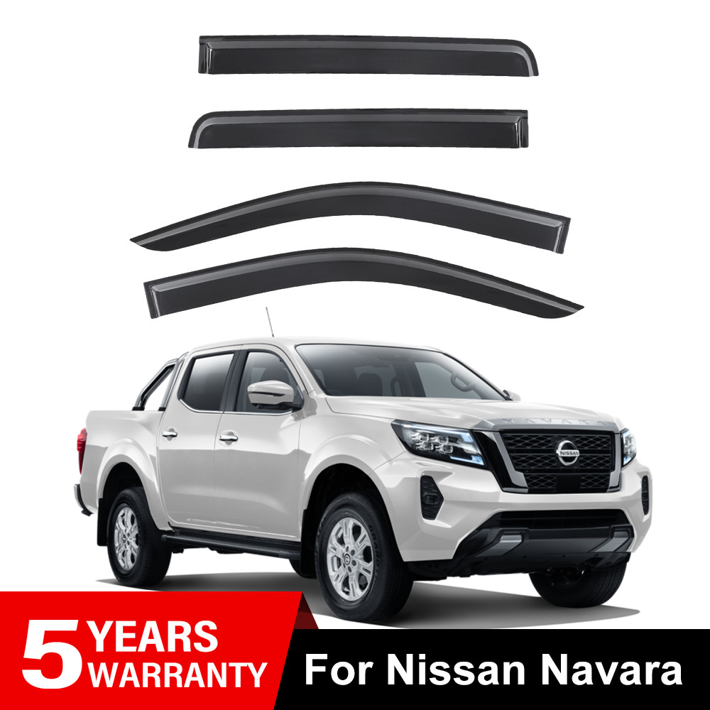 4pcs Smoke Tinted Wind Deflectors For Nissan Navara NP300 2015-2025 Rain Guards