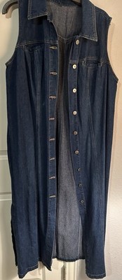 Venezia Jeans Clothing Co. Denim Jean Dress Button Front Sleeveless L/XL*blemish