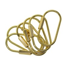 6x Gold Brass Screw Locking Keychain KeyRings Key Holders
