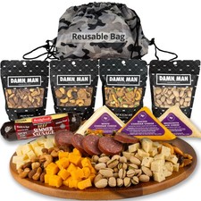 Meat and Cheese Gift Basket for Men, Women  Summer Sausage, 3 Cheese Varietie...