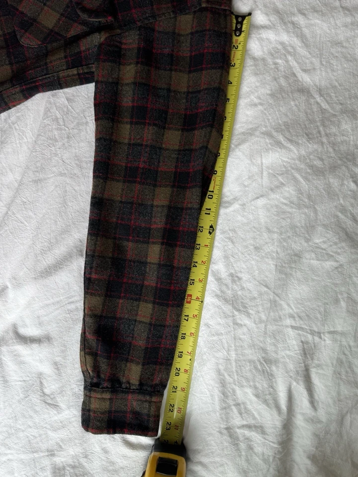 Винтажная шерстяная рубашка-пендлтон 1960-х годов в отличном состоянии тень клетчатая оливковая - Изображение 4 из 4