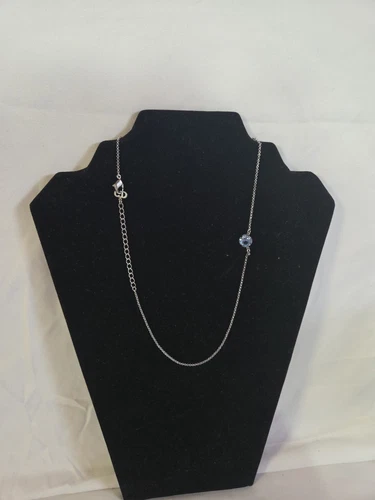 Collana Christian Dior tono argento pietra preziosa blu (810)